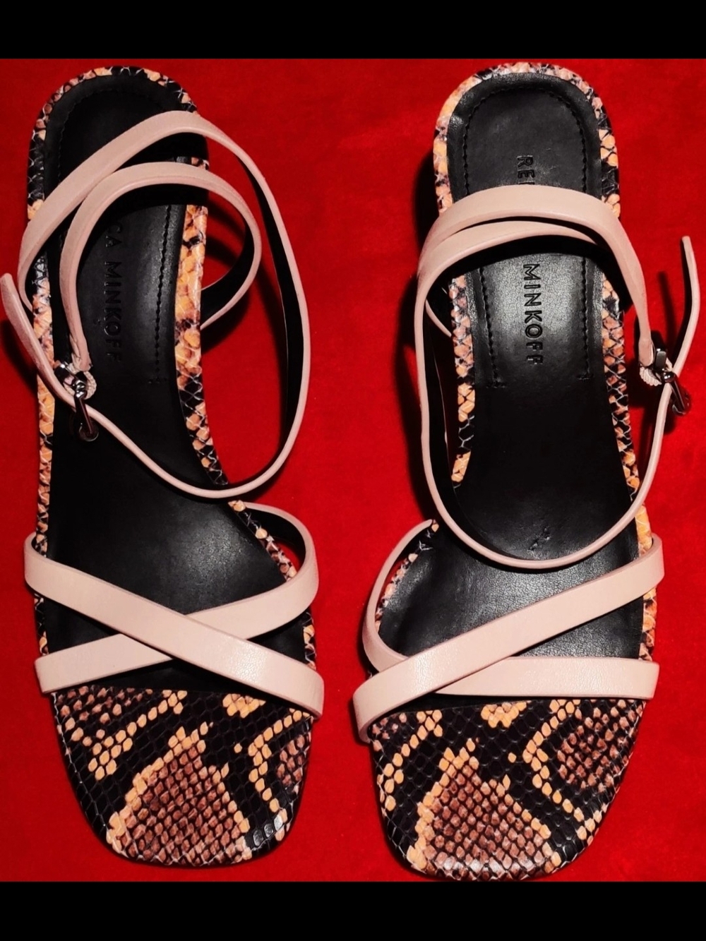 Rebecca Minkoff Womens 7B Sheep Nappa Leather Rosewood Color & Beige Straps...
